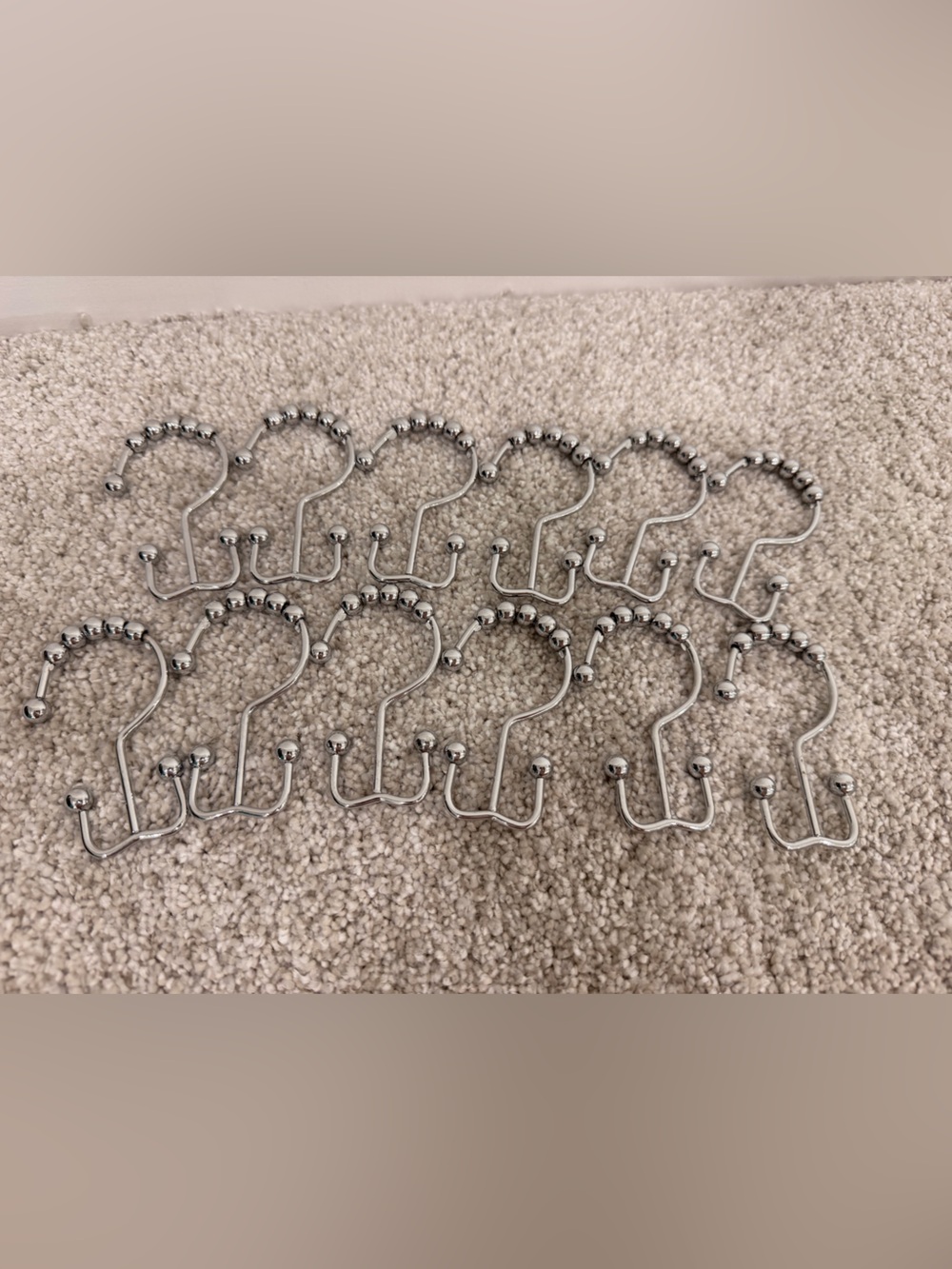 Set of 12 Silver heavy duty dual shower curtain hangers - great condition